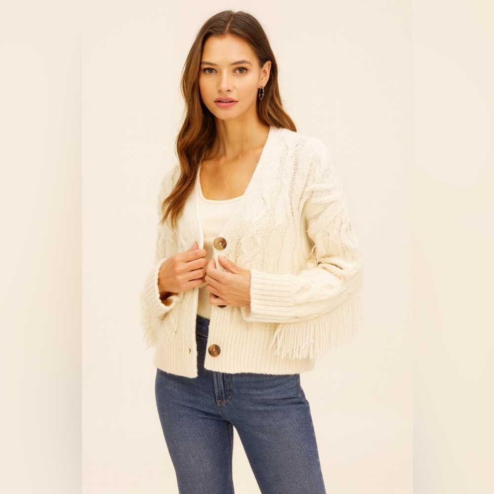 Altar ‘d  State Cream Cable Knit Cardigan